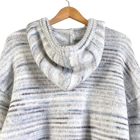 Thread & Supply Striped Sweater Hoodie Wool Blend Blue Gray - Picture 6 of 8